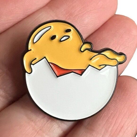 Kawaii Sleepy Egg Enamel Pin - Picture 1 of 7